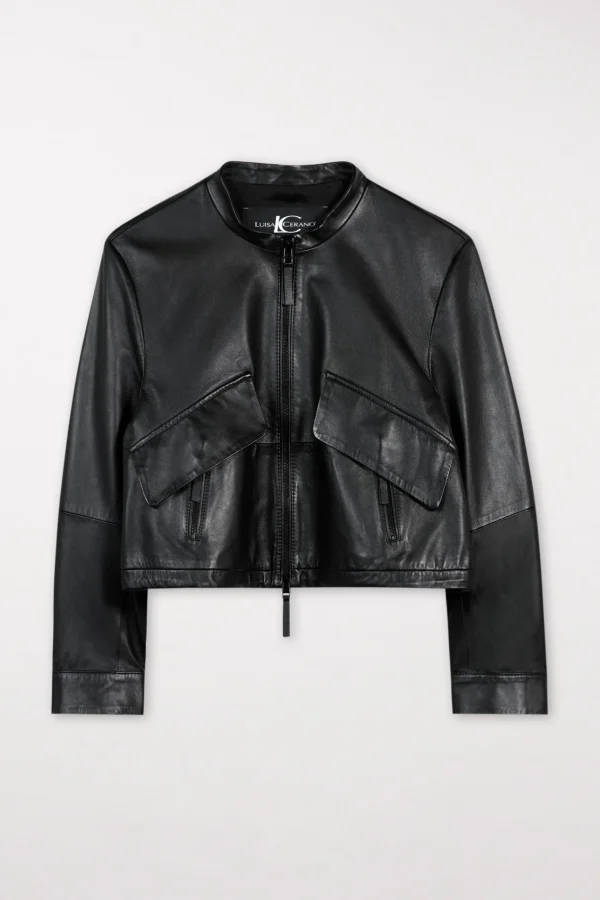 Jacken & Mäntel-LUISA CERANO Blouson Aus Lammnappa-Leder deep black