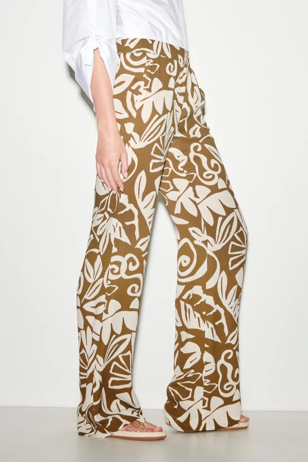 Hosen-LUISA CERANO Bootcut-Pants Mit Leaf-Print multi