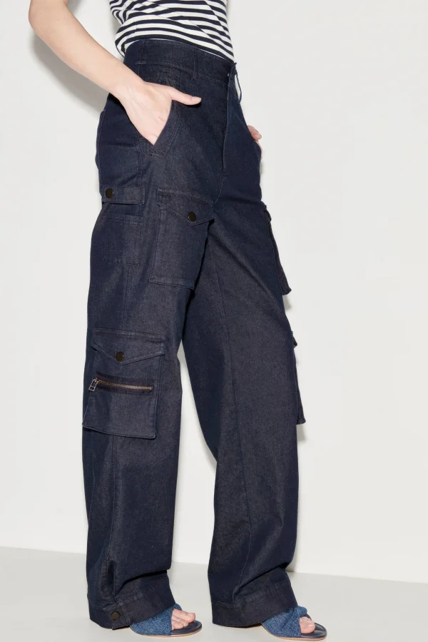 Sets | Hosen-LUISA CERANO Denim-Cargo-Pants dark navy