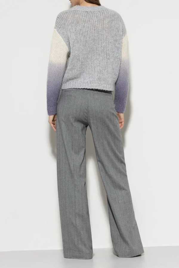 Hosen-LUISA CERANO Fischgrat-Wideleg-Pants heather grey