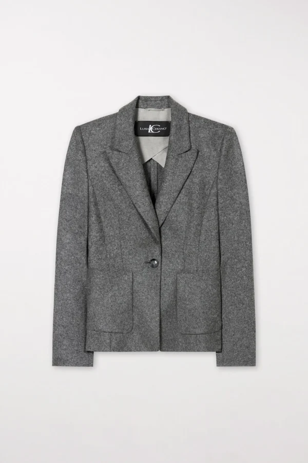 Sets | Jacken & Mäntel-LUISA CERANO Flanell-Blazer dark grey melange