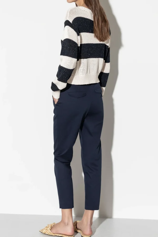 Hosen-LUISA CERANO Gabardine-Tapered-Pants dark navy