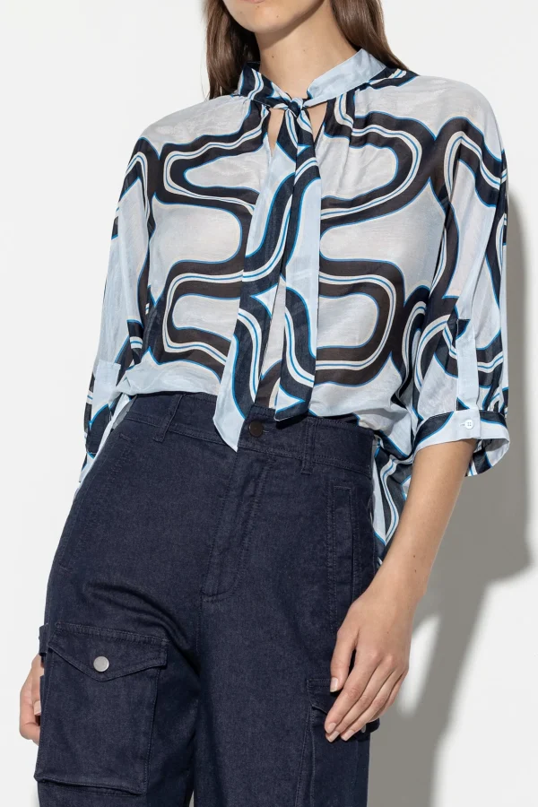 Blusen-LUISA CERANO Kimonobluse Mit Wave-Print multi