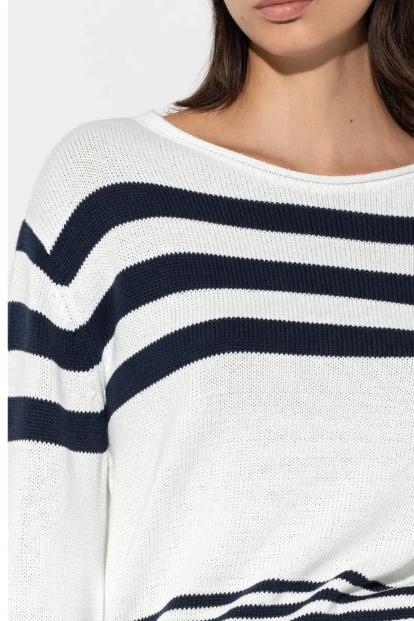 Strick-LUISA CERANO Pullover Mit Streifen milk / dark navy