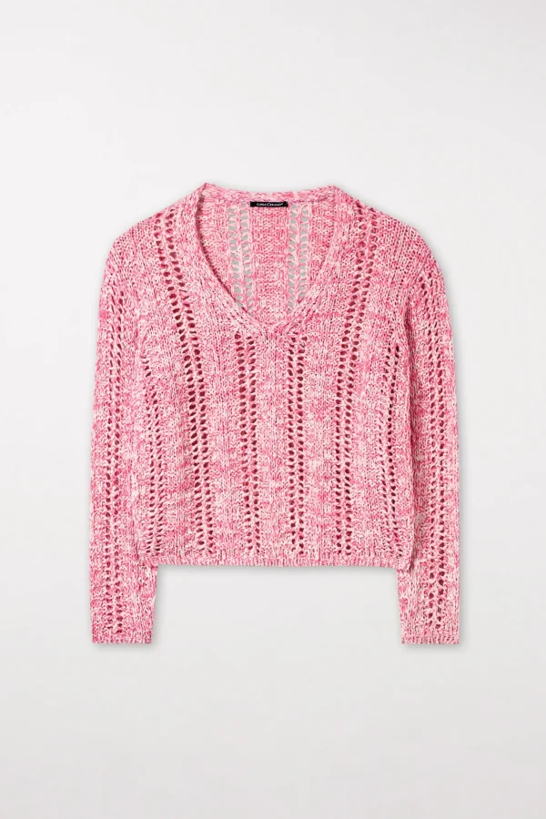 Strick-LUISA CERANO Pullover Mit V-Neck candy pink