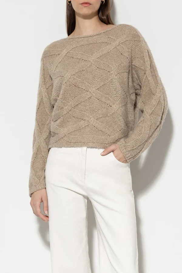 Strick-LUISA CERANO Pullover Mit Zopfmuster gold