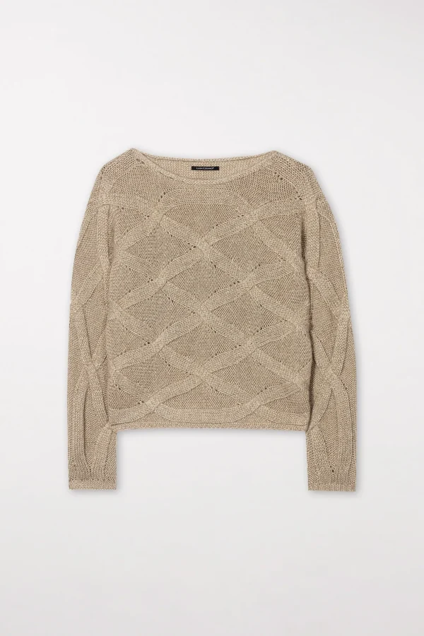 Strick-LUISA CERANO Pullover Mit Zopfmuster gold