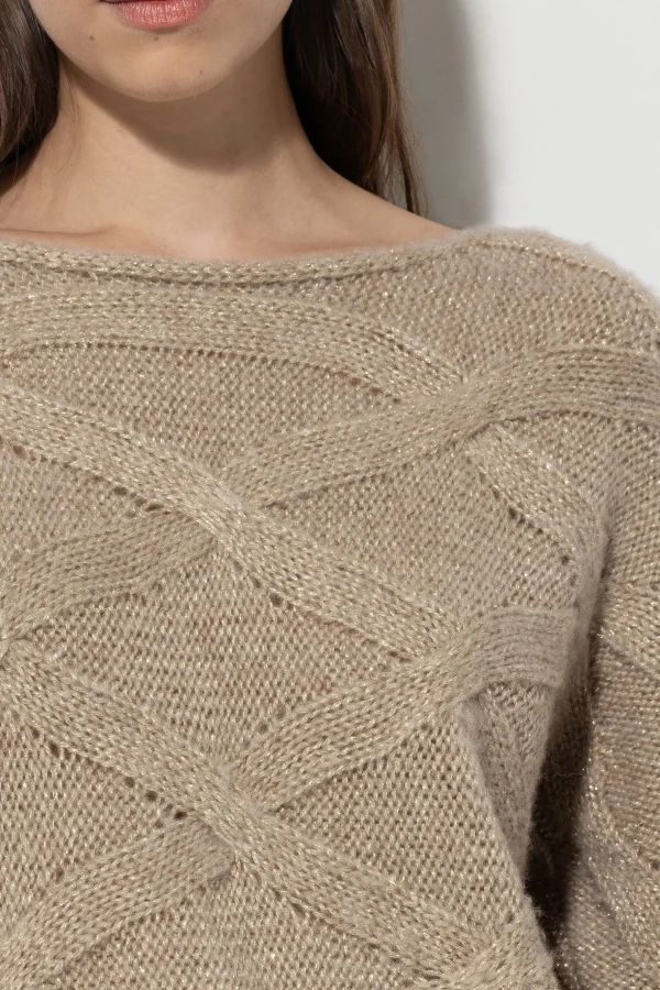 Strick-LUISA CERANO Pullover Mit Zopfmuster gold