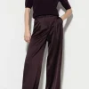 Hosen-LUISA CERANO Satin-Wideleg-Pants burgundy