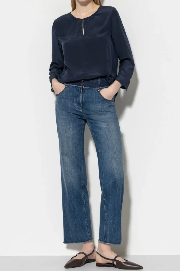 Denim | Hosen-LUISA CERANO Straight-Soft-Denim denim blue