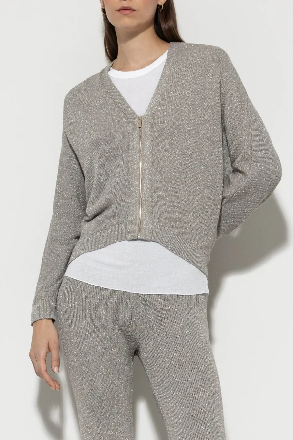 Sets | Strick-LUISA CERANO Strickblouson Mit Zipdetail heather grey