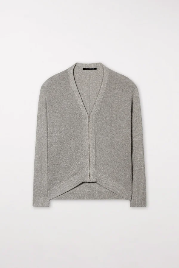 Sets | Strick-LUISA CERANO Strickblouson Mit Zipdetail heather grey