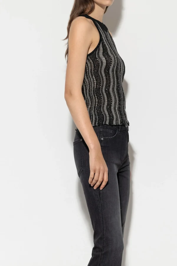 Sets | Shirts & Tops-LUISA CERANO Stricktop Mit Fancy-Stripe black