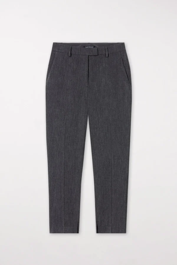 Hosen-LUISA CERANO Tapered-Pants Aus Kaschmir-Mix dark grey melange