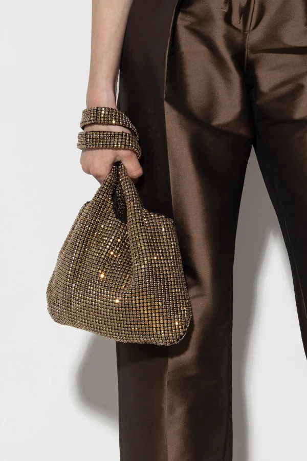 Accessoires-LUISA CERANO Tasche Mit Glitzersteinen gold