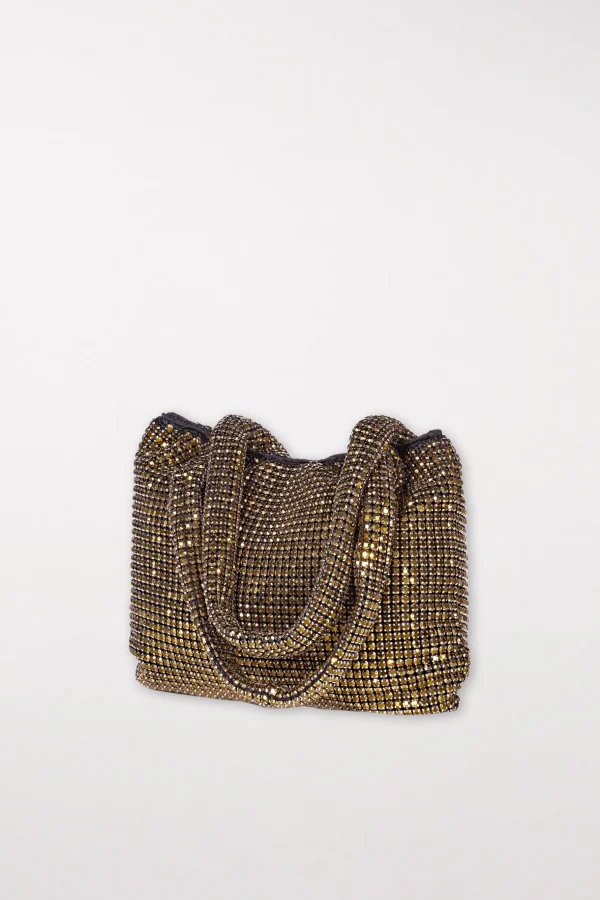 Accessoires-LUISA CERANO Tasche Mit Glitzersteinen gold