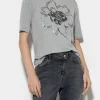 Shirts & Tops-LUISA CERANO T-Shirt Mit Blumen-Print heather grey