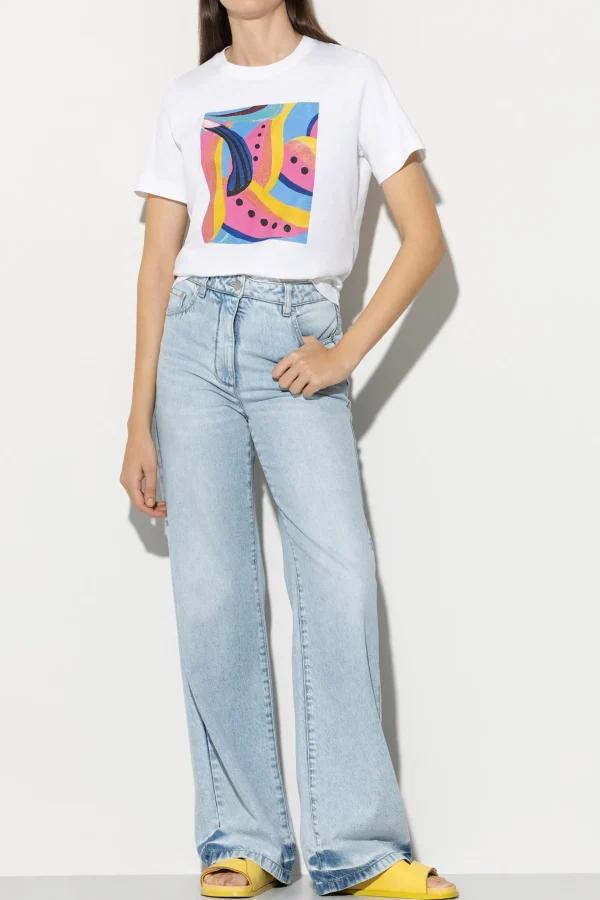 Shirts & Tops-LUISA CERANO T-Shirt Mit Statement-Print bleached white