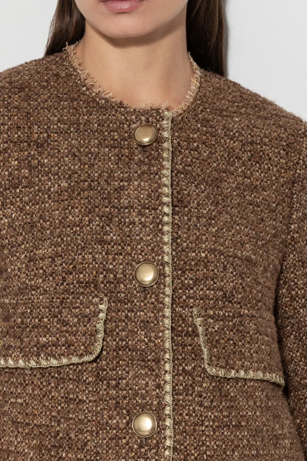 Sets | Jacken & Mäntel-LUISA CERANO Tweedjacke Mit Metallic-Effekt hazelnut