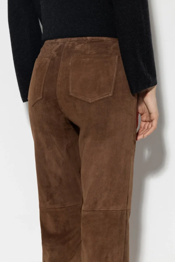 Hosen-LUISA CERANO Veloursleder-Bootcut-Pants hazelnut