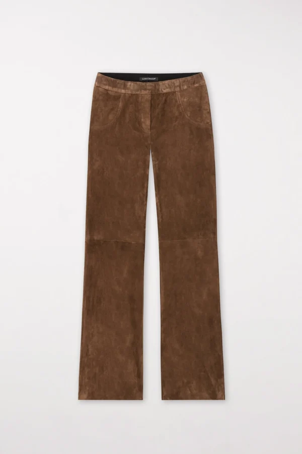 Hosen-LUISA CERANO Veloursleder-Bootcut-Pants hazelnut