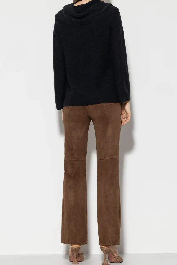 Hosen-LUISA CERANO Veloursleder-Bootcut-Pants hazelnut