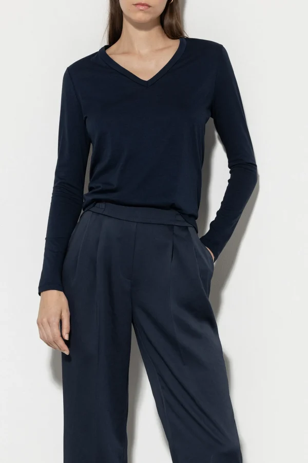 Shirts & Tops-LUISA CERANO V-Neck-Langarmshirt midnight blue