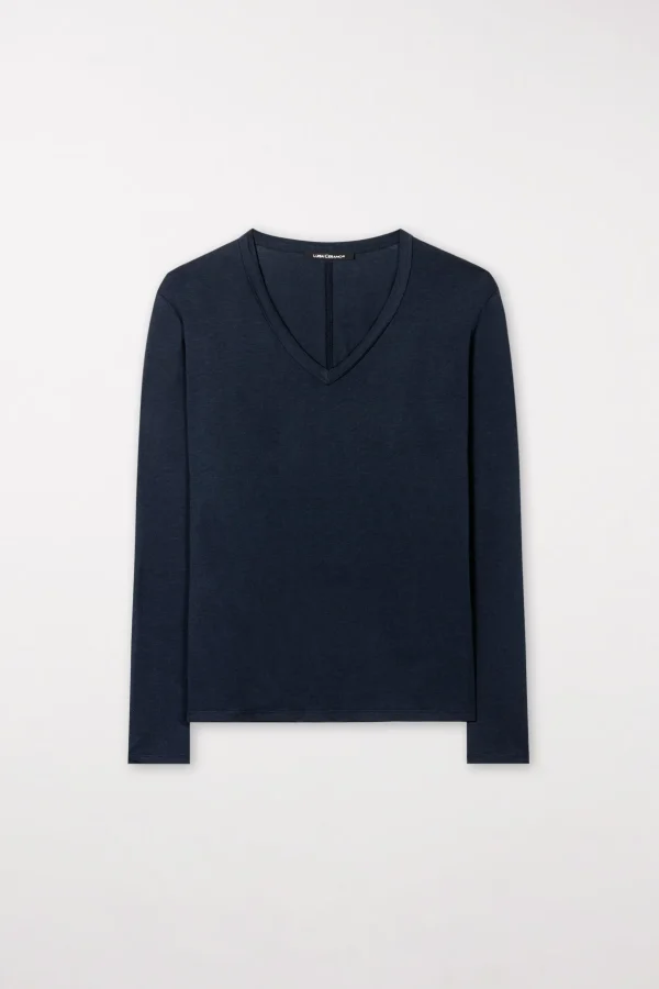 Shirts & Tops-LUISA CERANO V-Neck-Langarmshirt midnight blue