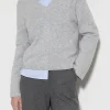 Strick-LUISA CERANO V-Pullover Aus Kaschmir-Mix light grey melange