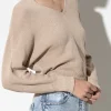 Strick-LUISA CERANO V-Pullover In Parallelo-Optik cashew