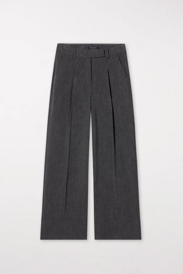 Hosen-LUISA CERANO Wideleg-Pants Aus Kaschmir-Mix dark grey melange