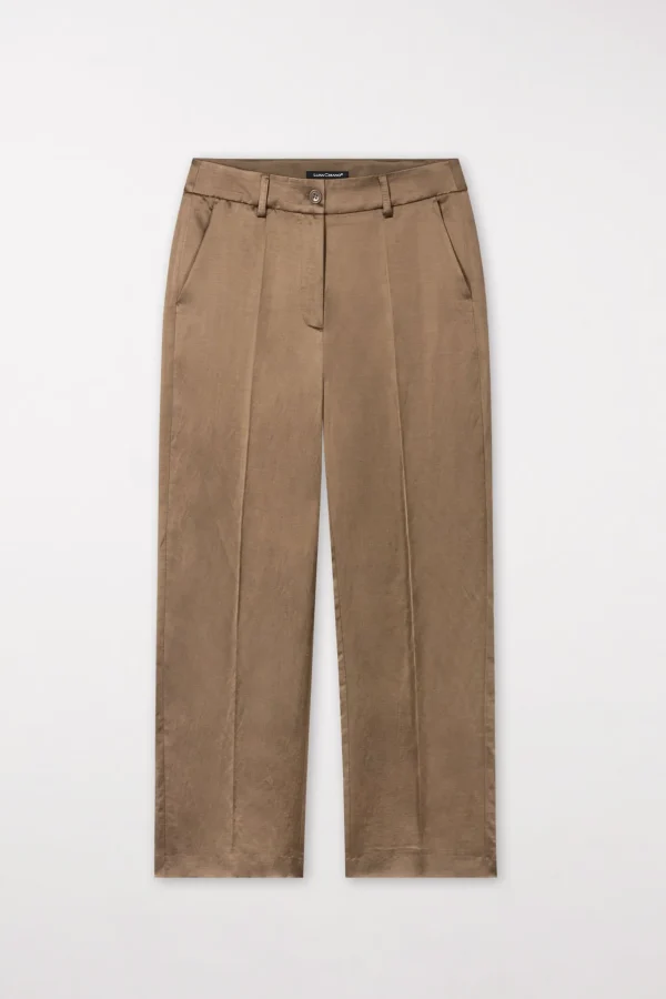 Sets | Hosen-LUISA CERANO Wideleg-Pants In Satin-Optik tobacco